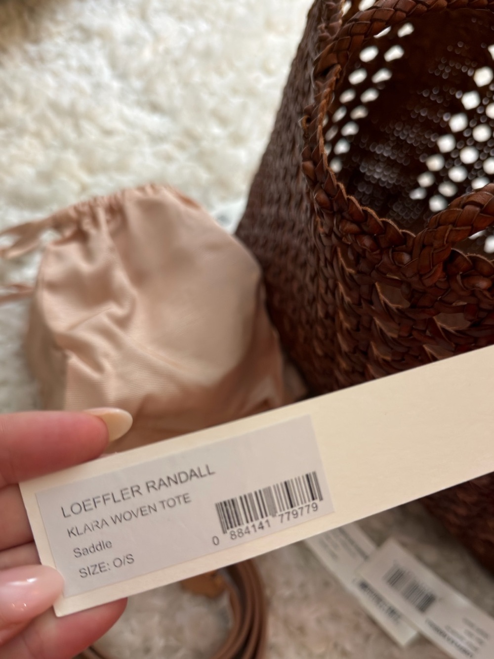 NWT Loeffler RandalL Klara Open-Weave Tote | Saddle - Picture 8 of 10